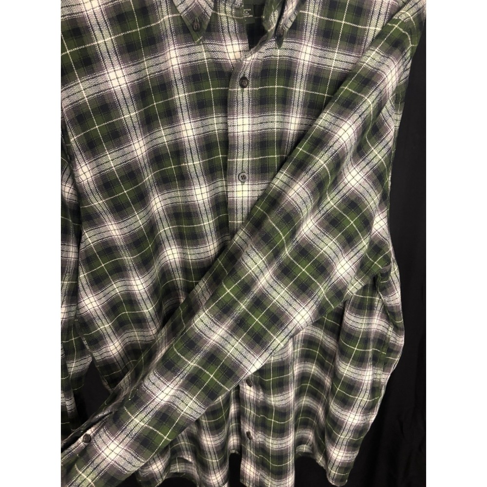 Eddie Bauer Flannel Shirt Mens XL Green Plaid Button Up Long Sleeve Cotton - Picture 7 of 11